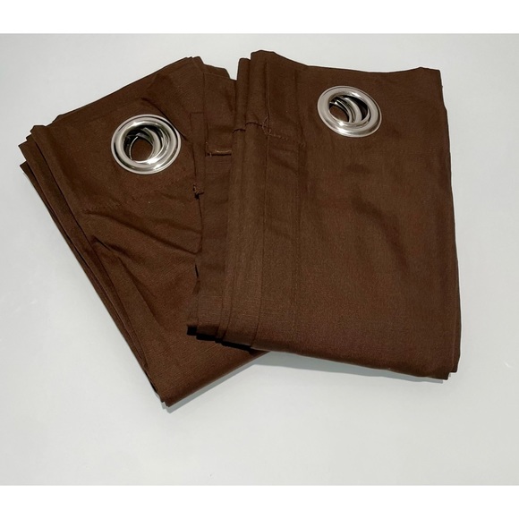 Chocolate Brown Grommet Curtain Panels - Picture 3 of 3